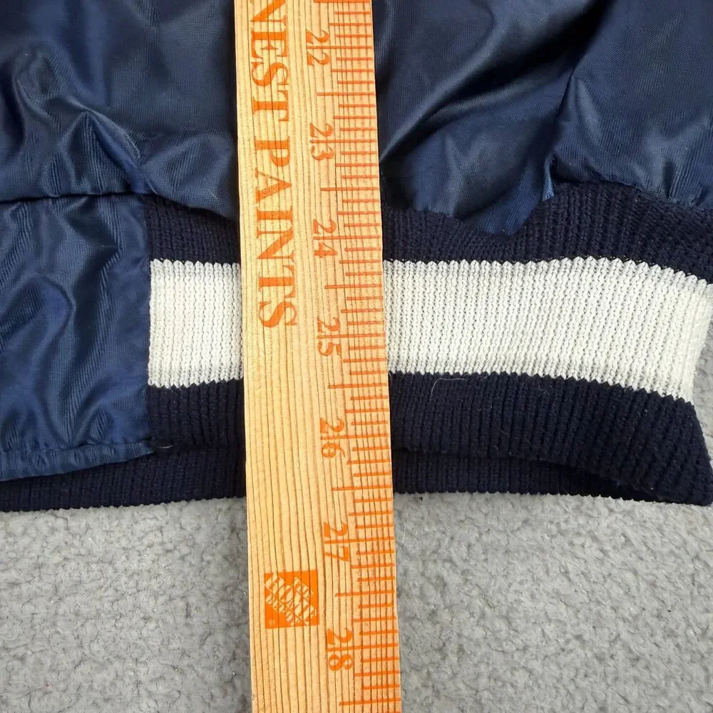 VTG New York Yankees Jacket Mens Large Navy Satin Snap‎ DeLONG USA MLB Baseball